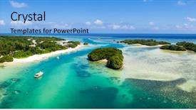  Presentation with japan and india - Colorful slides enhanced with japanese islands - panoramic of ishigaki island backdrop and a light blue colored foreground