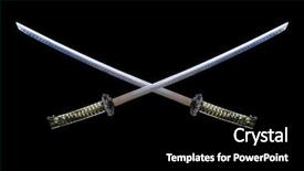  Presentation with sword - Presentation consisting of japanese katana sword on dark background and a black colored foreground
