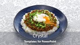 Presentation with curry - Presentation consisting of japanese-keema-curry-over-rice background and a  colored foreground