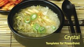  Presentation with asian culture and food - PPT theme enhanced with japanese korean restaurant - asian food background and a tawny brown colored foreground