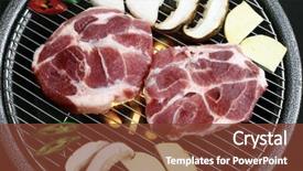  Presentation with korean food - Beautiful PPT theme featuring japanese korean restaurant - asian food backdrop and a tawny brown colored foreground