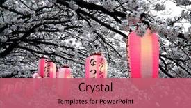  Presentation with lanterns - Beautiful slide set featuring japanese lanterns on cheery blossom backdrop and a coral colored foreground