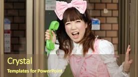 Presentation with japanese anime - Cool new slides with japanese lolita cosplay shouting backdrop and a tawny brown colored foreground