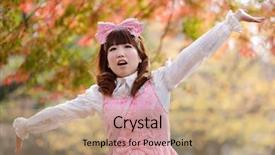  Presentation with fall season - Presentation design consisting of japanese lolita portrait in park background and a coral colored foreground