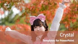  Presentation with fall season - Presentation design featuring japanese lolita portrait in park background and a red colored foreground