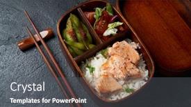  Presentation with lunch box - Audience pleasing presentation theme consisting of japanese-lunch-bento-box-take backdrop and a dark gray colored foreground