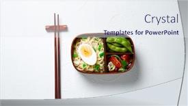  Presentation with lunch box - PPT theme featuring japanese-lunch-bento-box-take background and a sky blue colored foreground