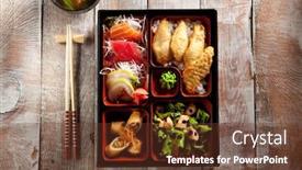  Presentation with lunch box - PPT layouts having japanese lunch box background and a tawny brown colored foreground
