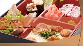  Presentation with japanese - Cool new PPT theme with japanese-meal-in-a-box backdrop and a red colored foreground