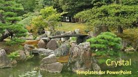  Presentation with japan castle - Audience pleasing PPT theme consisting of shogun - japanese park near nijo-jo castle backdrop and a tawny brown colored foreground
