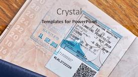  Presentation with stamp - PPT theme having japanese-passport-stamp-for-entring background and a coral colored foreground