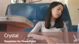  Presentation with steam engine train - Amazing presentation having japanese railway - young woman sleeping on train backdrop and a violet colored foreground