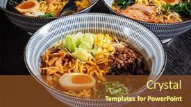  Presentation with japanese ramen - Slide deck enhanced with japanese-ramen-on-the-wooden background and a tawny brown colored foreground