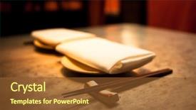  Presentation with interior design - Presentation design having japanese restaurant interior design background and a tawny brown colored foreground