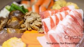  Presentation with shabu - PPT layouts consisting of japanese-restaurant-with-bowl background and a coral colored foreground