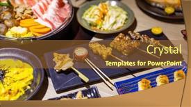  Presentation with grilled - Presentation theme with japanese-restaurant-with-lots background and a tawny brown colored foreground