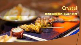  Presentation with grilled - Slide set enhanced with japanese-restaurant-with-lots background and a tawny brown colored foreground