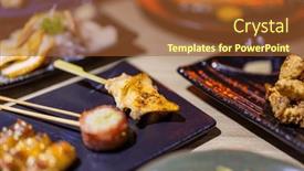  Presentation with grilled - Slide set with japanese-restaurant-with-lots background and a red colored foreground