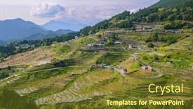  Presentation with rice terraces - Presentation design with japanese-rice-terraces-at-maruyama background and a tawny brown colored foreground