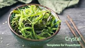  Presentation with seaweed - Cool new slide deck with japanese seaweed salad backdrop and a tawny brown colored foreground