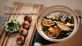  Presentation with sushi - Presentation design consisting of japanese-set-with-sushi background and a coral colored foreground