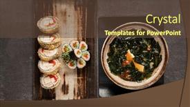  Presentation with sushi - Slides having japanese-set-with-sushi background and a tawny brown colored foreground