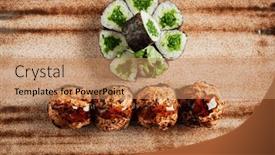  Presentation with sushi - PPT layouts featuring japanese-set-with-sushi background and a coral colored foreground