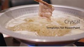  Presentation with shabu - Amazing PPT layouts having japanese shabu shabu in restaurant backdrop and a coral colored foreground