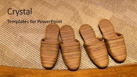  Presentation with japanese - PPT theme with slippers in front of house background and a coral colored foreground