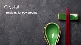  Presentation with asian chopsticks - PPT layouts enhanced with japanese-soup-spoons-and-chopsticks background and a gray colored foreground