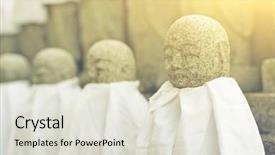  Presentation with ancient king statue - Theme featuring japanese stone statue ksitigarbha bodhisattva background and a  colored foreground