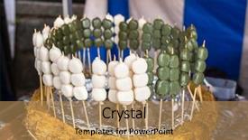  Presentation with street food - Presentation design with japanese street food in kyoto background and a coral colored foreground