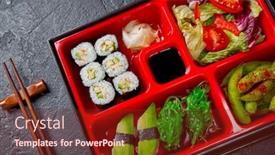  Presentation with japanese style - Theme having japanese-style-lunch-bento-box background and a tawny brown colored foreground