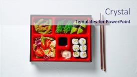  Presentation with japanese style - Audience pleasing presentation theme consisting of japanese-style-lunch-bento-box backdrop and a sky blue colored foreground
