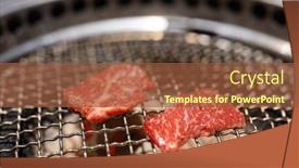  Presentation with japanese style - PPT theme with japanese-style-meat-barbecue background and a tawny brown colored foreground