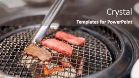  Presentation with japanese style - Slide deck having japanese-style-meat-barbecue background and a dark gray colored foreground