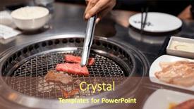  Presentation with japanese style - PPT theme with japanese-style-meat-barbecue background and a tawny brown colored foreground