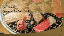  Presentation with japanese style - Theme enhanced with japanese style raw fresh beef background and a gold colored foreground