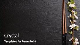  Presentation with japan sushi - Colorful presentation theme enhanced with japan customs - japanese sushi chopsticks and sakura backdrop and a dark gray colored foreground