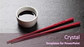  Presentation with space wormhole or black - Theme having japan customs - japanese sushi chopsticks and soy background and a light gray colored foreground