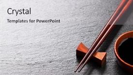  Presentation with soy sauce - Cool new PPT theme with japan customs - japanese sushi chopsticks and soy backdrop and a light gray colored foreground