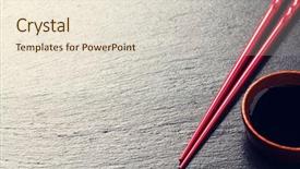  Presentation with soy sauce - PPT theme having japan customs - japanese sushi chopsticks and soy background and a lemonade colored foreground