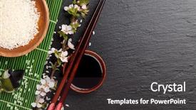  Presentation with soy sauce - Presentation theme with japan customs - japanese sushi chopsticks over soy background and a  colored foreground