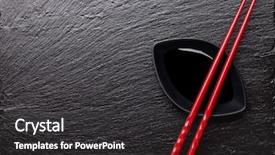  Presentation with japan sushi - Beautiful PPT layouts featuring japan customs - japanese sushi chopsticks over soy backdrop and a dark gray colored foreground