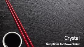  Presentation with japan sushi - Presentation having japan customs - japanese sushi chopsticks over soy background and a dark gray colored foreground