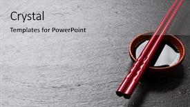  Presentation with soy sauce - Presentation design enhanced with japan customs - japanese sushi chopsticks over soy background and a  colored foreground