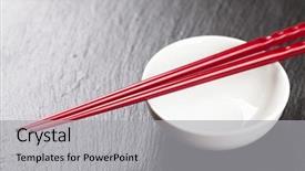  Presentation with space wormhole or black - Theme having japan customs - japanese sushi chopsticks over soy background and a  colored foreground