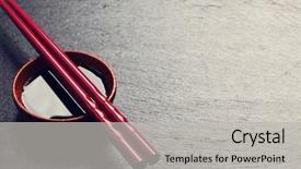  Presentation with japan sushi - Audience pleasing PPT layouts consisting of japan customs - japanese sushi chopsticks over soy backdrop and a light gray colored foreground