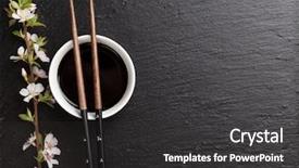  Presentation with soy sauce - Audience pleasing presentation design consisting of japanese sushi chopsticks soy sauce backdrop and a dark gray colored foreground