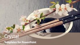  Presentation with soy sauce - Cool new slide deck with japan customs - japanese sushi chopsticks soy sauce backdrop and a coral colored foreground
